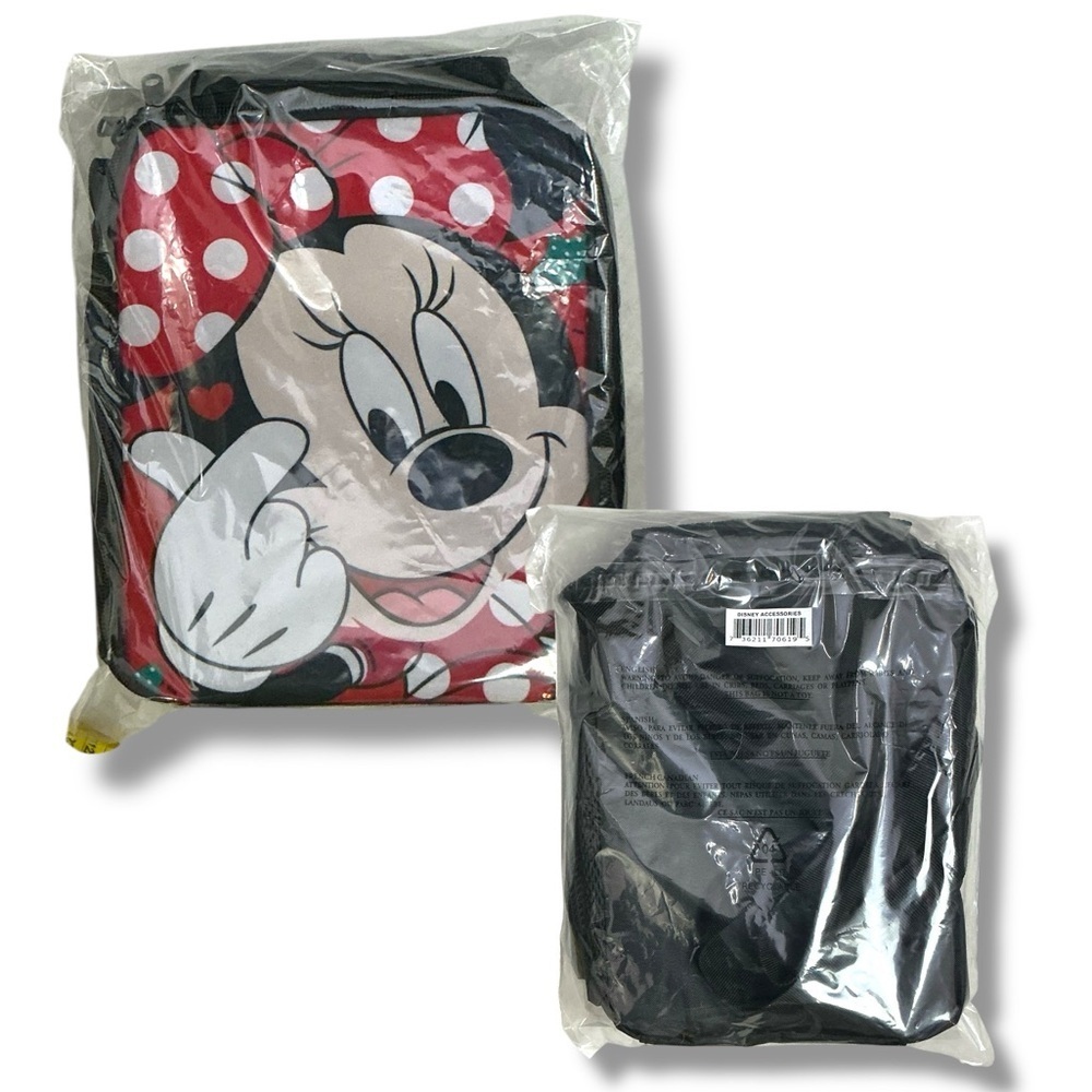 Disney’s Minnie Mouse Lunch Bag Insulated Polka Dot Red Black Meal Bag Tote NEW - Picture 7 of 16